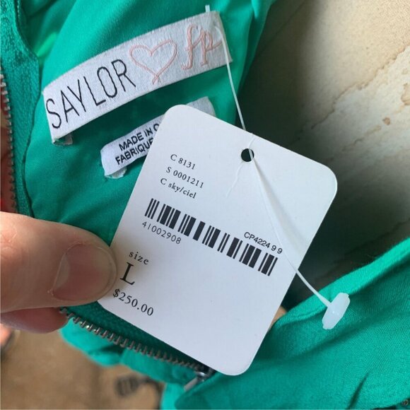 Free People X Saylor Off The Shoulder Presley Floral Green Dress Womens Size L - Picture 7 of 9